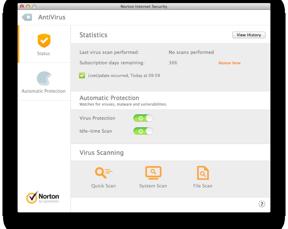 Norton Internet Security — достойный OSX антивирус, фаервол и страж персональных данных